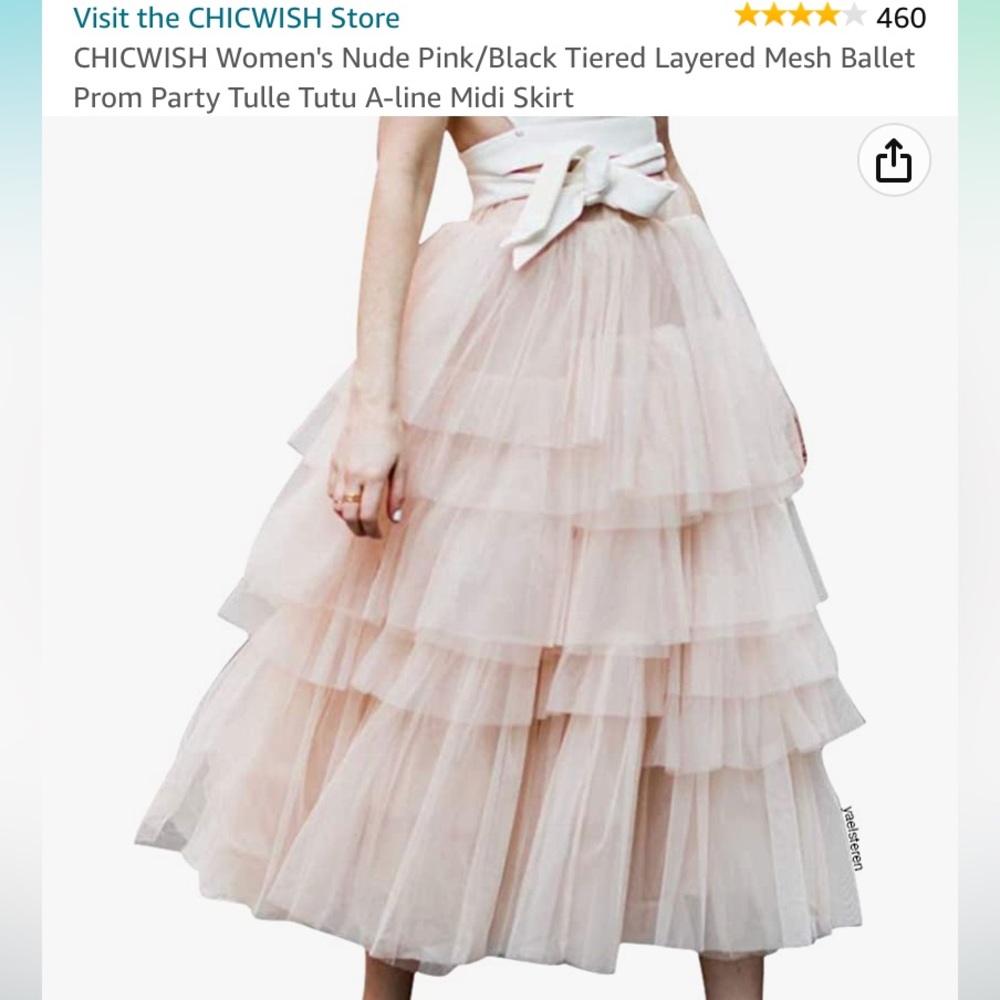 Chicwish Nude Pink Tiered Layered Mesh Prom Party Tulle Skirt